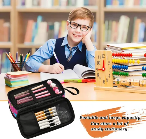 Vista 6 de Estuche para lápices de gran capacidad de los años 80 y 90, bolsa para lápices, oficina, escuela, bolsa grande para bolígrafos con almacenamiento