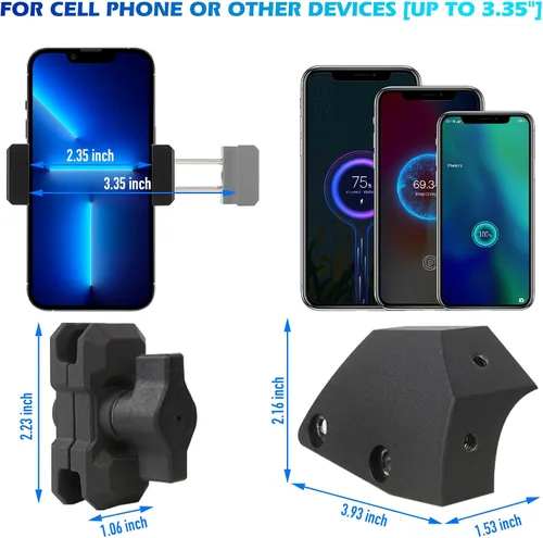 Vista 7 de FUNY Soporte de teléfono lateral izquierdo para salpicadero, estabilizador antivibración, soporte ajustable para teléfono celular para Ford Bronco