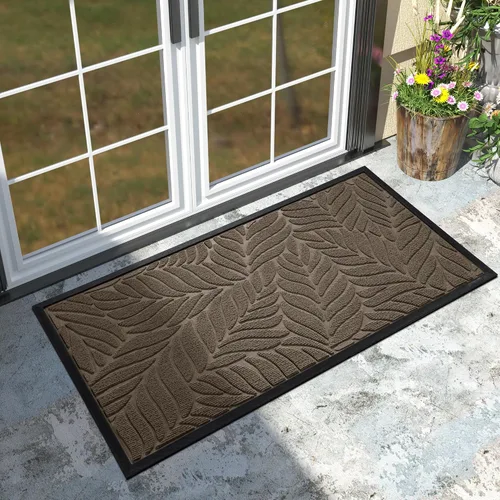 Vista 14 de Yimobra Tapete para puerta delantera para interiores y exteriores, 29.5 x 17 pulgadas, impermeable, para todas las estaciones, para entrada