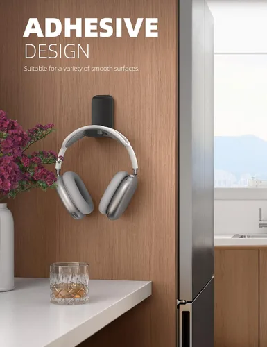 Vista 3 de Lamicall Soporte para Auriculares, Gancho Adhesivo para Auriculares - Soporte Adhesivo para Auriculares, Clip Bajo Escritorio, Soporte