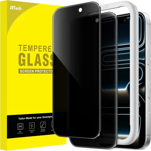 Vista 16 de JETech Protector de pantalla de privacidad para iPhone 15 de 6.1 pulgadas, película de vidrio templado anti espía con herramienta de fácil