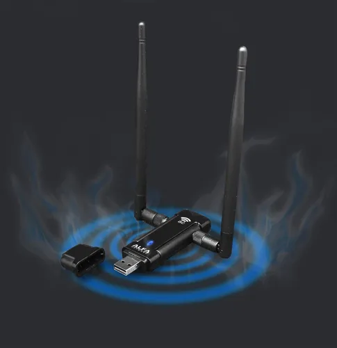 Vista 2 de ALFA Network AWUS036AC Adaptador Wi-Fi inalámbrico USB AC1200 de larga cobertura de largo alcance con antena externa de alta sensibilidad