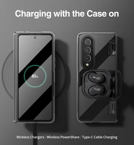 Vista 7 de SURITCH Funda transparente para Samsung Galaxy Z Fold 3, [protección de bisagra] protección de cuerpo completo a prueba de golpes resistente