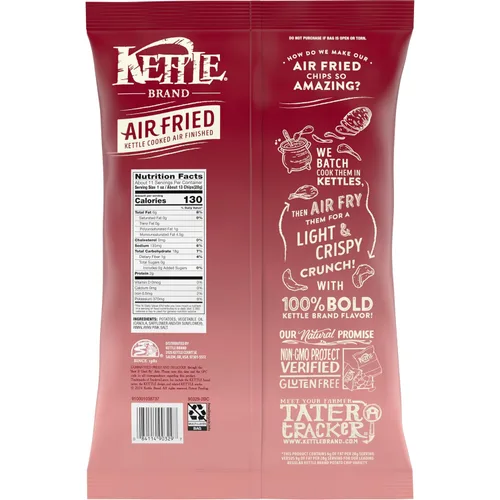 Vista 4 de Kettle Brand Papas fritas, fritas al aire de sal del Himalaya, fritas al aire, bolsa de tamaño de fiesta de 11.25 onzas