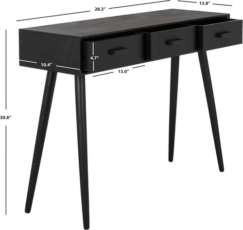 Vista 3 de Safavieh Home Albus Mid-Century - Mesa consola moderna de 3 cajones color negro
