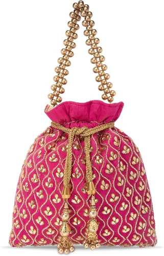 Vista 6 de Aheli Potli Monederos para mujer, hecho a mano, bolso de noche, elegante pulsera de moda nupcial