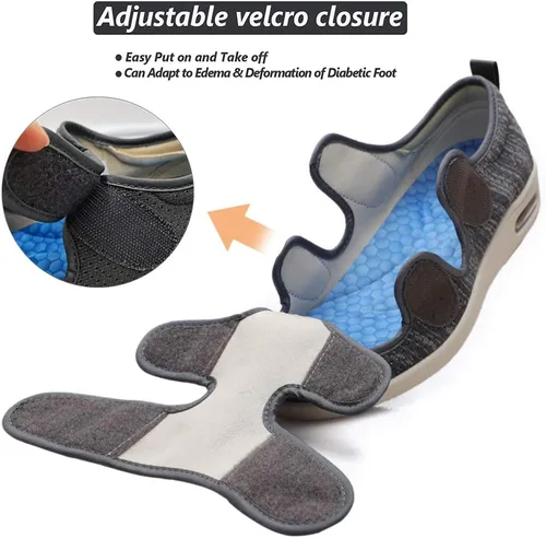 Vista 3 de W&LESVAGO Zapatos para diabéticos con edema de ancho ancho para mujer, cierre ajustable, amortiguación de aire, sandalias ligeras y cómodas, zapatos