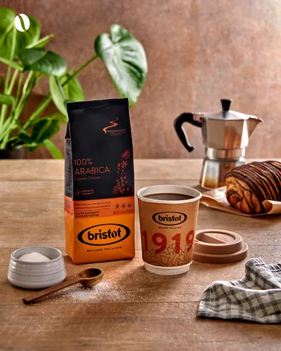 Vista 6 de Bristot Café molido 100% arábica – Espresso italiano delicado – Tostado medio – Café molido para moka, prensa francesa y filtro – 8.8 oz (250 g)