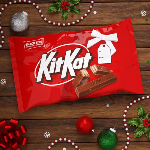 Vista 6 de KIT KAT Obleas de chocolate con leche, tamaño de bocadillo, bolsa de dulces de Navidad, 32 onzas
