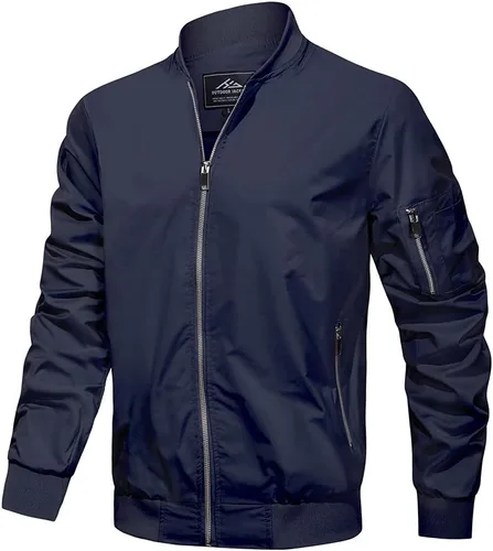 Vista 2 de HJWWIN Men's Slim Fit Lightweight Softshell Flight Bomber Jacket Spring Fall Coat with Pockets