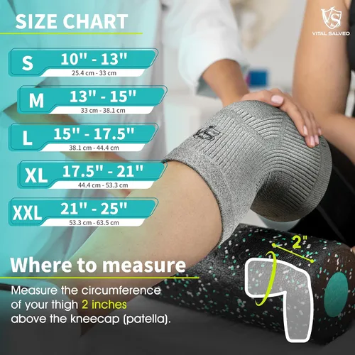 Vista 3 de VITAL SALVEO - Rodillera de recuperación de compresión C3-COMFORT para aliviar el dolor, protege las articulaciones, ideal para deportes y uso