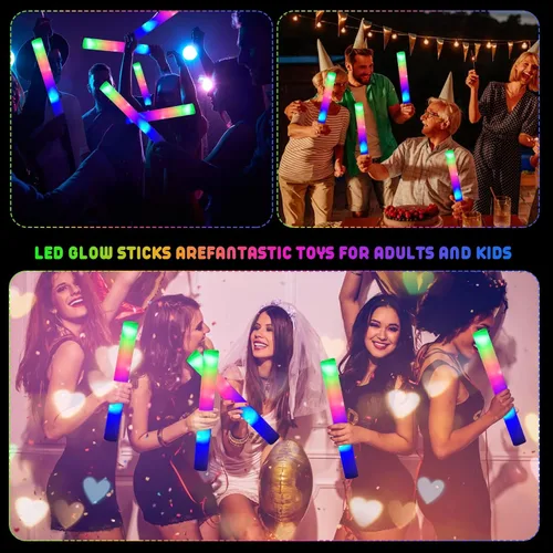 Vista 6 de LifBetter Varillas luminosas a granel, varillas de espuma LED en la oscuridad con 3 modos intermitentes de espuma LED multicolor iluminan recuerdos
