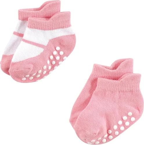 Vista 5 de Hudson Baby Calcetines antideslizantes unisex para bebé, Rosado Rosa Negro