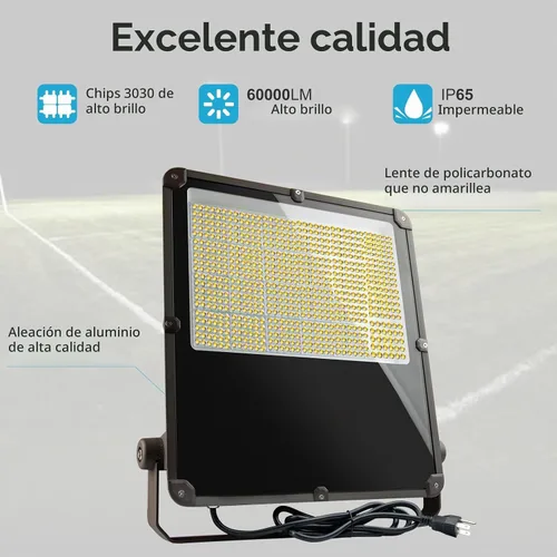 Vista 3 de Luz de inundación LED Lightdot 400W para exteriores con fotocélula del atardecer al amanecer
