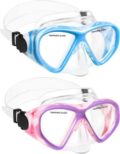 Vista 14 de ACQCES Gafas de natación para niños, máscara de buceo para niños y niñas de 5 a 15 años, gafas de natación antivaho de dos colores con cubierta