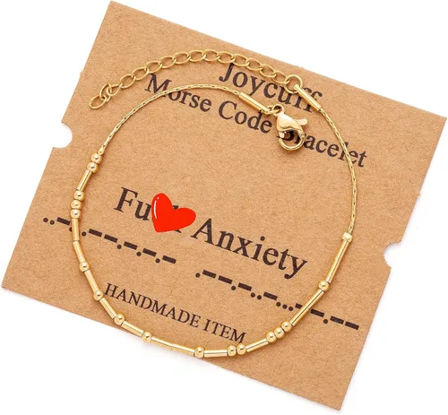 Vista 198 de JoycuFF Pulseras inspiradoras de código morse para mujeres, cuentas de plata, joyería con mantra de motivación, regalos para ella