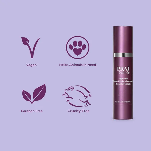 Vista 5 de PRAI Beauty Ageless - Suero de recuperación de caviar de garganta durante la noche para cuello sin edad al instante, suero reafirmante y tensor, 1.7