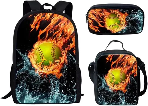Vista 52 de HUGS IDEA Juego de 3 bolsas escolares con aislamiento térmico para el almuerzo, estuche para lápices