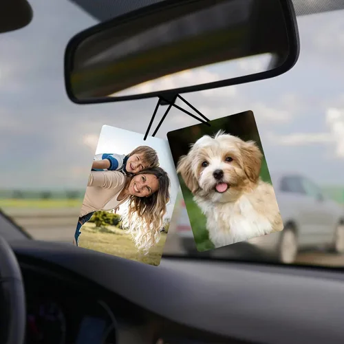 Vista 8 de Ambientador personalizado para automóvil – Ambientador de aire personalizado con foto de doble cara, ambientadores con olor con imagen para armario