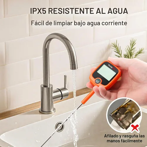 Vista 4 de TempPro TempDip - Termómetro digital de caramelo de 1 segundo con clip y pantalla LCD grande 10" Long Probe Instant Read Oil Frying Deep Fryer