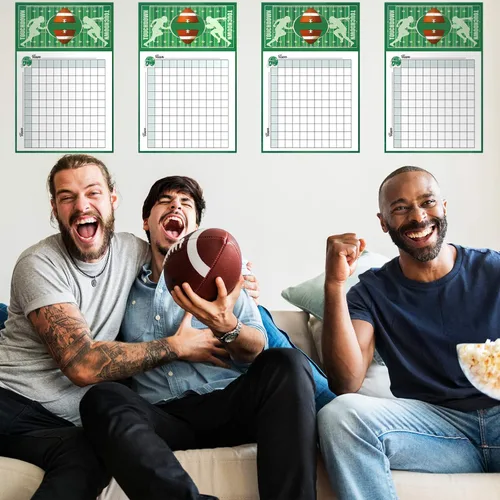 Vista 2 de Zonon 5 pósteres cuadrados de hoja de juego de fútbol, cuadrados de 100 cuadrículas, pósteres de récord de puntuación de fútbol, fiestas de fútbol