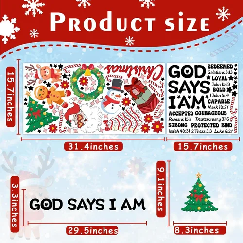 Vista 4 de Calcomanías de pared de Navidad, citas de Navidad, calcomanías de pared para decoración de interiores inspiradoras para niños, calcomanías de pared