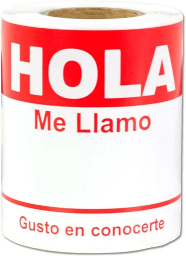 Vista 8 de [100/rollo, 3 rollos = 300 etiquetas] Hola, Me Llamo Equiqueta Adhesivas – Identificación de etiquetas de nombre en español – 4 x 2.3 pulgadas
