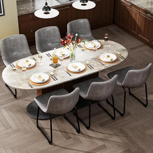 Vista 38 de YaFiti - Juego de 2 sillas de comedor de 18 pulgadas, sillas modernas tapizadas para comedor con cojines de piel sintética y patas de metal, silla