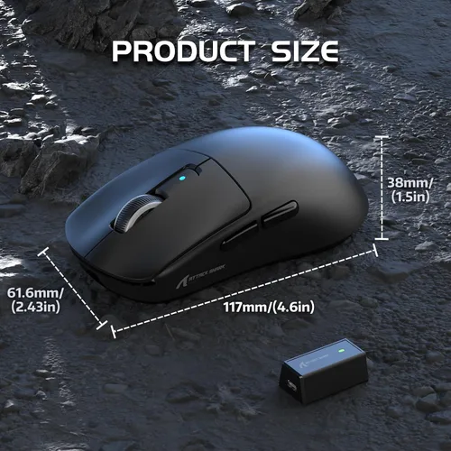 Vista 9 de ATTACK SHARK R6 - Mouse para juegos SUPERLIGHT de 1.38 oz, sensor de juego PixArt PAW3950MAX, mouse inalámbrico 8K, MCU Nodic 52840, BT2.4Gmouse