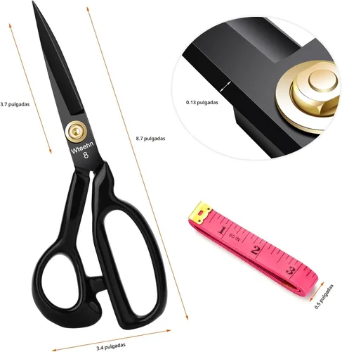 Vista 2 de Tijeras de tela profesionales, tijeras de costura resistentes de 8 pulgadas para corte de tela, tijeras de costura afiladas a medida para cortar