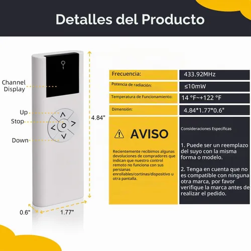 Vista 3 de AC114-01- Controlador de persianas de 1 canal para persianas enrollables motorizadas