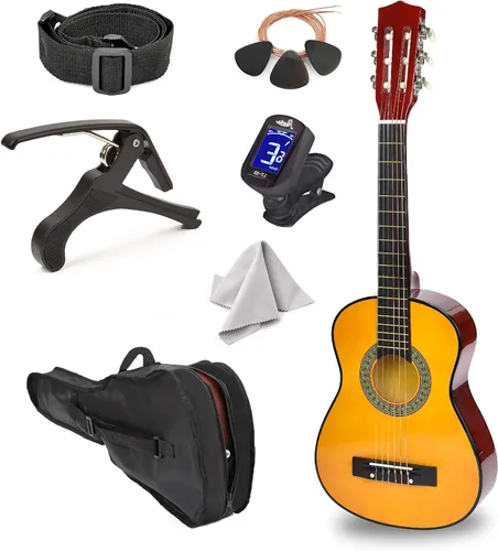 Vista 21 de Guitarra de madera para zurdos de 30 pulgadas con estuche y accesorios para niños, niñas, niños, adolescentes, principiantes (30 pulgadas, negro)