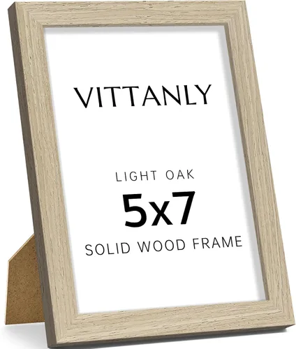 Vista 244 de Vittanly - Marco de fotos de 4 x 6 pulgadas de madera maciza con plexiglás, incluye paspartú de 3,5 x 5, para colgar en la pared o poner sobre una