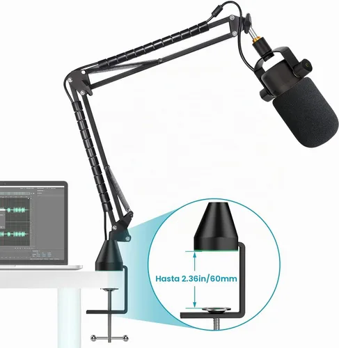 Vista 2 de YOUSHARES - Soporte Rode Podmic con filtro pop - Brazo de pluma para micrófono con parabrisas de espuma para mejorar la calidad de grabación 01_