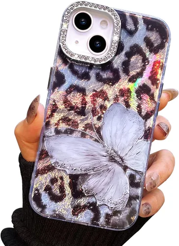Vista 26 de I-MGAE-IN-AR Funda compacta para iPhone 11, diseño de mariposa, marco de protección de lente de cámara con diamante 3D, bonitas fundas protectoras