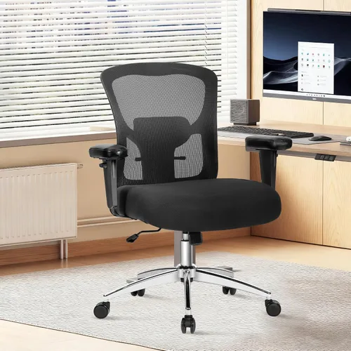 Vista 2 de Silla de oficina súper grande y alta de 700 libras, silla ejecutiva resistente para computadora con ruedas de goma, brazos abatibles 3D, silla