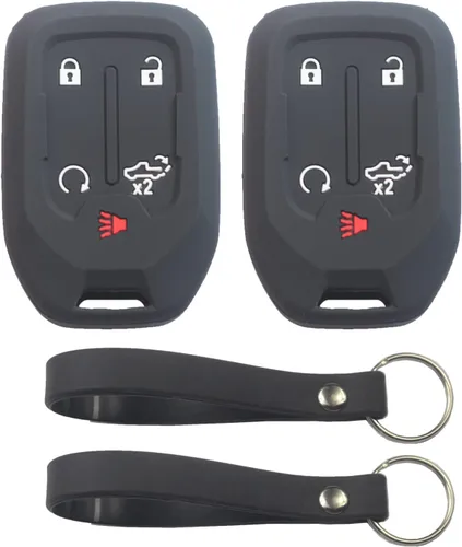 Vista 12 de 2 fundas para llavero de 5 botones compatibles con Chevy Silverado, Gris negro, Pequeño