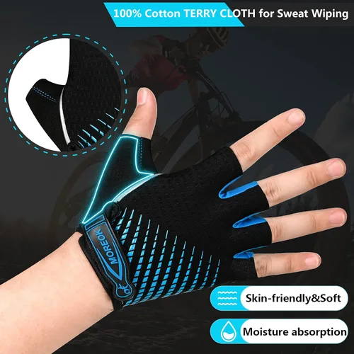 Vista 4 de BIKINGMOREOK Guantes de ciclismo para hombres y mujeres, guantes de bicicleta transpirables, almohadillas de gel de 0.197in, guantes de bicicleta