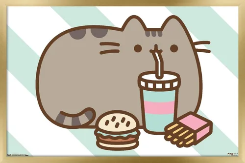 Vista 14 de Trends International Pusheen - Póster de pared de alimentos, 14.725 x 22.375 pulgadas, versión enmarcada de madera de granero