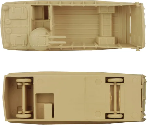 Vista 3 de BMC Classic Marx Landing Craft - 4 unidades de vehículos militares de plástico verde marrón contra OD para hombres