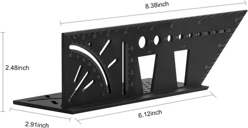 Vista 2 de Herramienta de medición de ángulo de aleación de aluminio 3D, herramienta de medición de ángulo multifunción para carpintería, herramientas