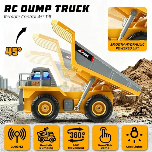 Vista 3 de BRRRRT Camión volquete RC para niños mayores de 4 años Rc Dump Truck