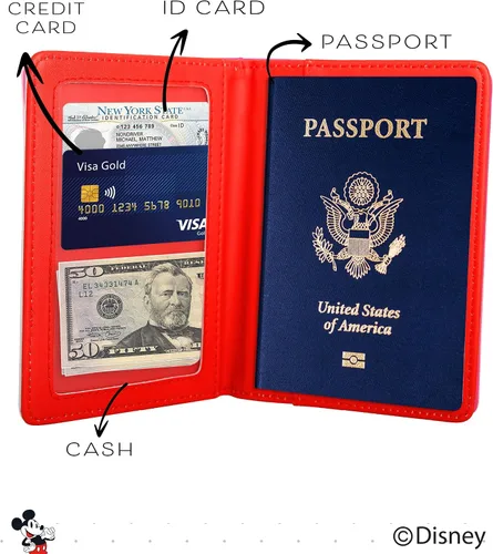 Vista 2 de Disney Funda para pasaporte de Stitch para mujer, licencia oficial, lindo soporte para libro de pasaporte, cartera de pasaporte, artículos