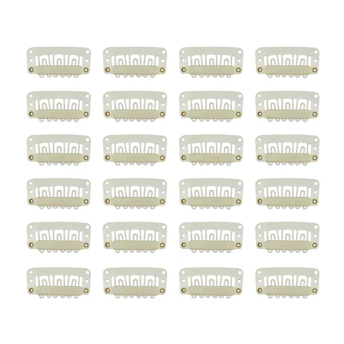 Vista 13 de YANTAISIYU 24 unids/1.102 in 8 dientes Metal peluca clips con goma Snap Clips para peluca Hairpiece Hair Extension Accesorios (negro)