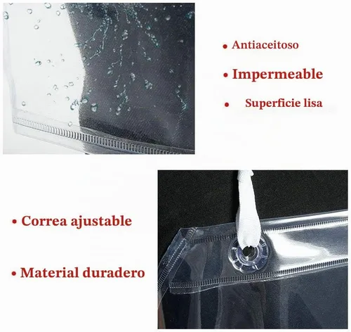 Vista 4 de Delantal unisex de 47 x 27.5 pulgadas resistente al agua de PVC transparente hecho de vinilo