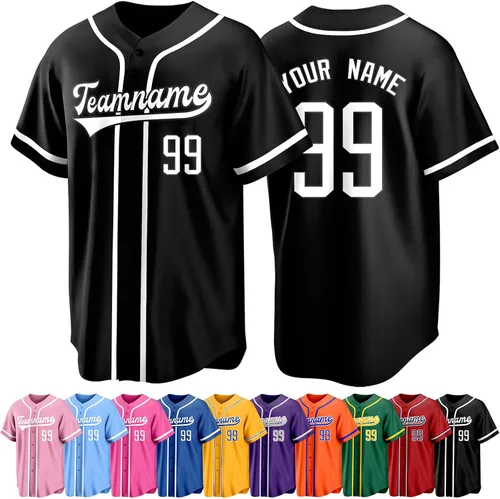 Vista 14 de Custom Baseball Jersey Personalized Short Sleeve Team Sport Uniform Baseball Shirt for Men Women Youth Boy
