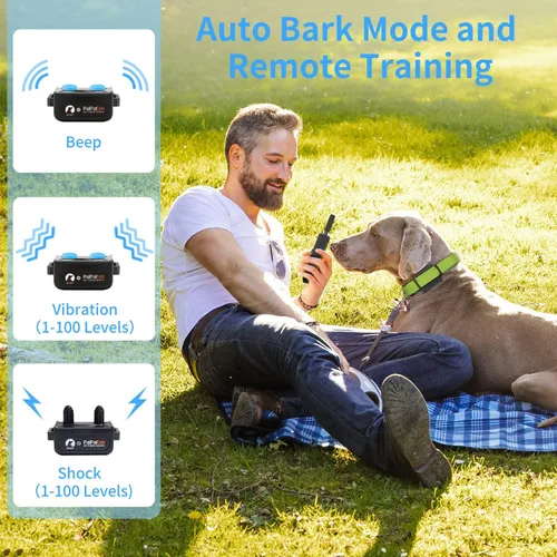 Vista 2 de PaiPaitek Collar automático de ladridos con control remoto para perros grandes, rango de hasta 3300 pies de alcance combinado de collar de corteza