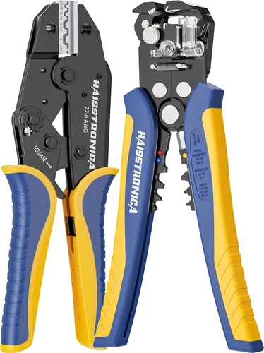 Vista 7 de haisstronica Pelacables y herramienta de prensado, herramienta de pelacables automático AWG 24-10 con crimpadora de cables de trinquete AWG 22-10