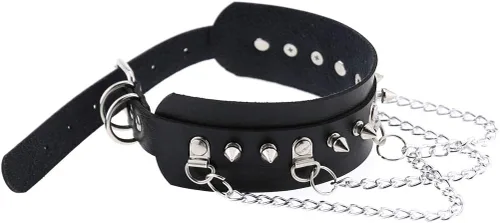 Vista 3 de Gargantilla de piel con forma de corazón gótico, Punk, Rock. Gargantilla y collares