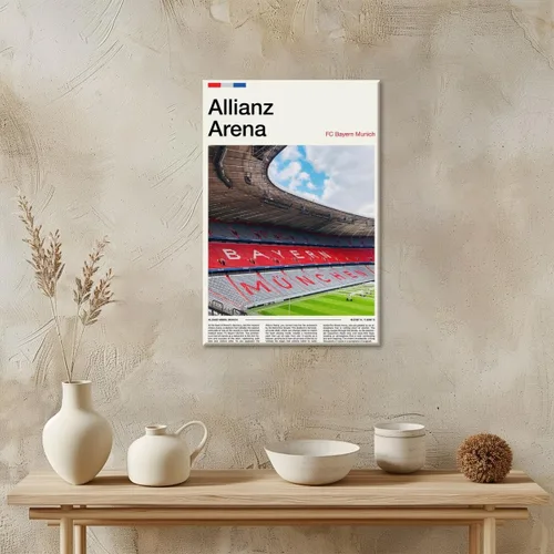 Vista 4 de Arte de pared de estadio Póster del Bayern Múnich Retro Impresiones en lienzo para hogar, oficina, sala de estar, decoración de pared de fútbol 12 x